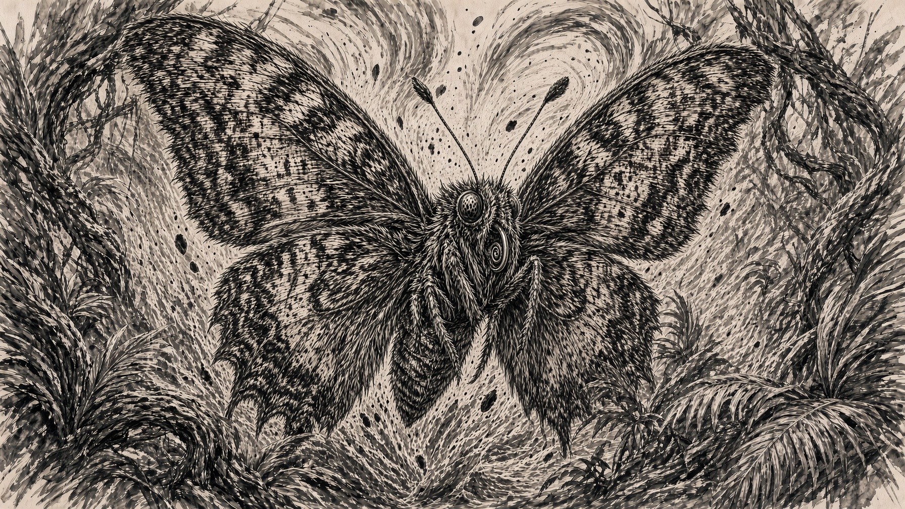 Ink illustration of a butterfly