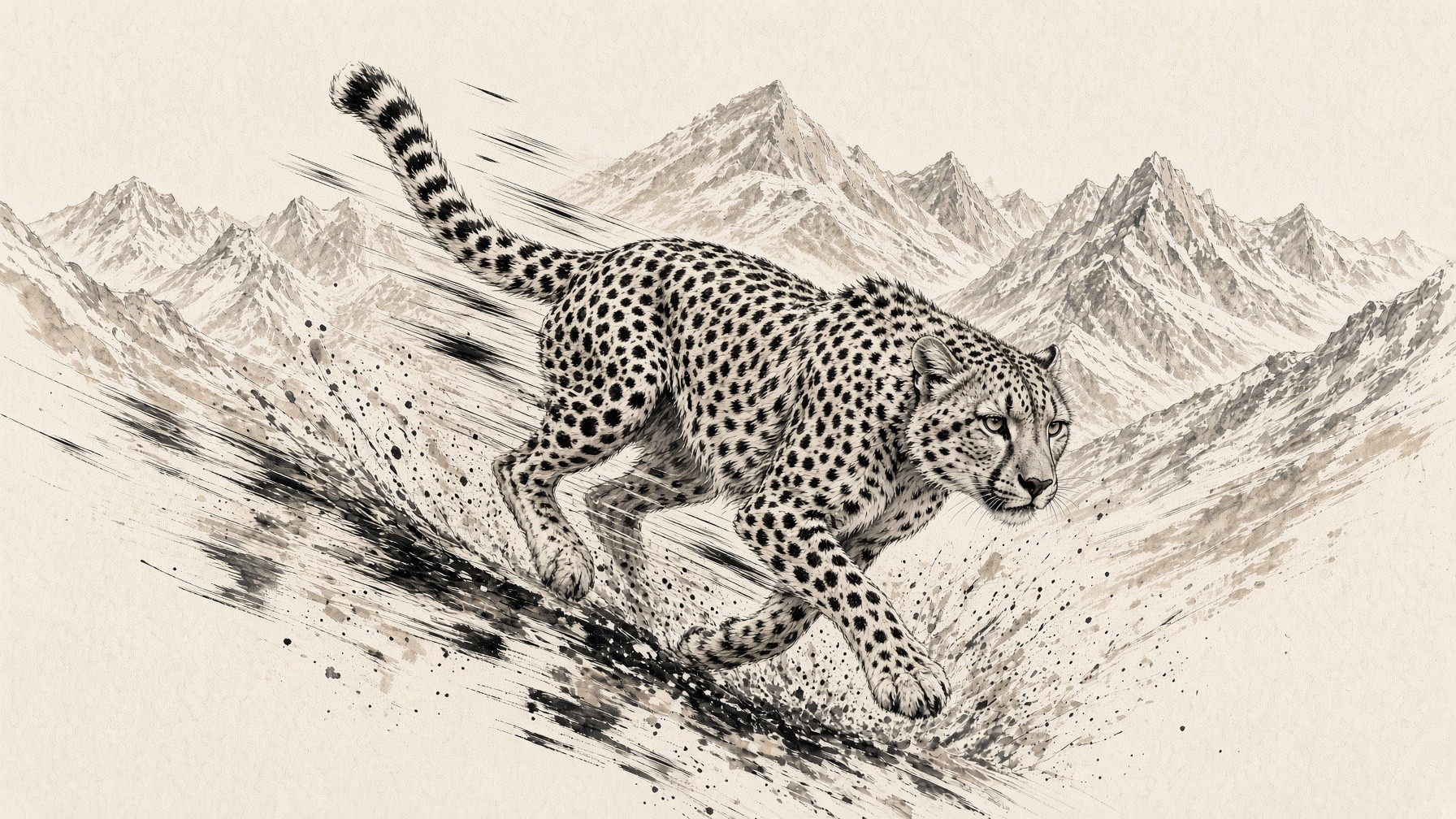 Ink illustration of a cheetah