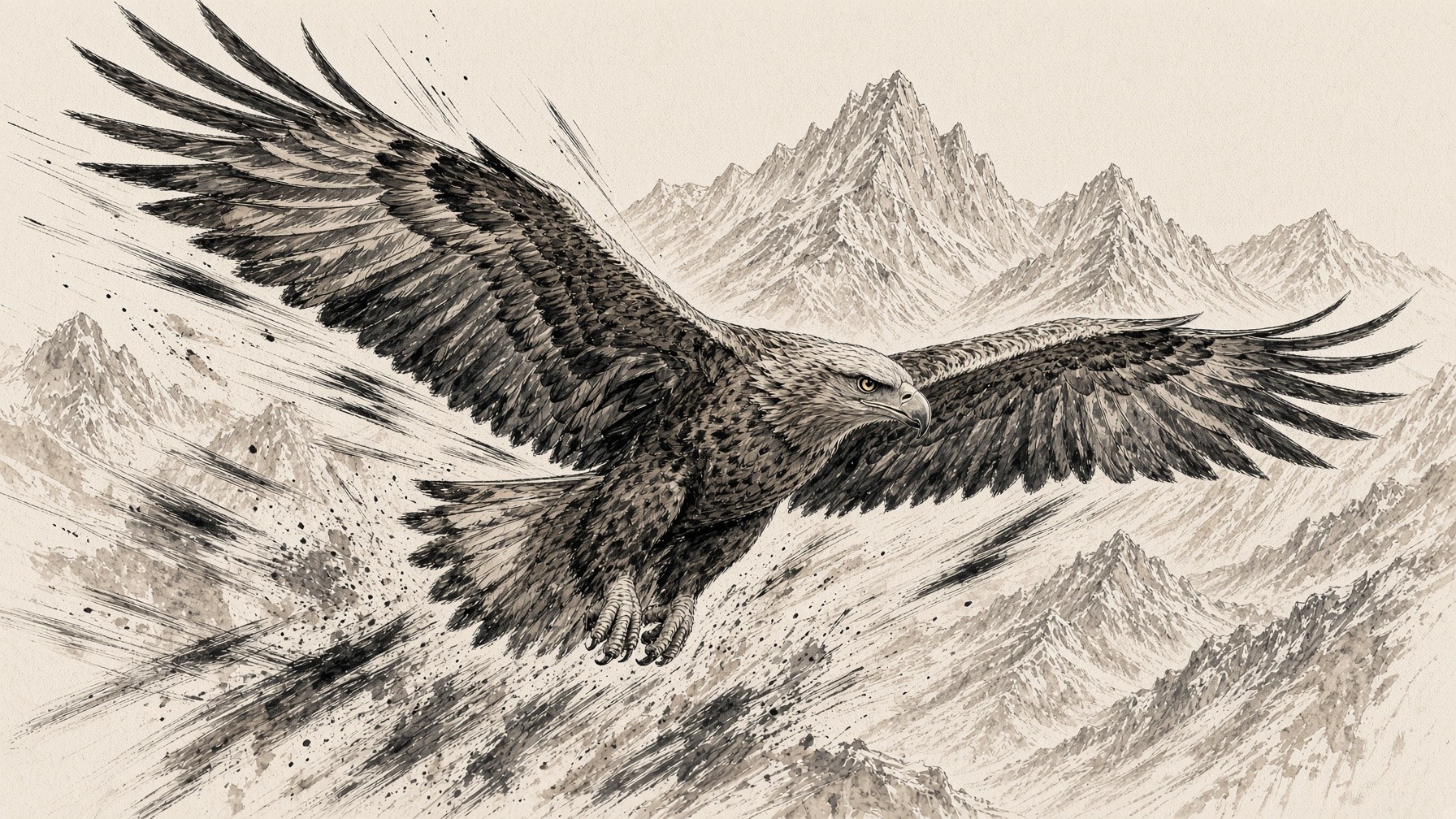 Ink illustration of an eagle